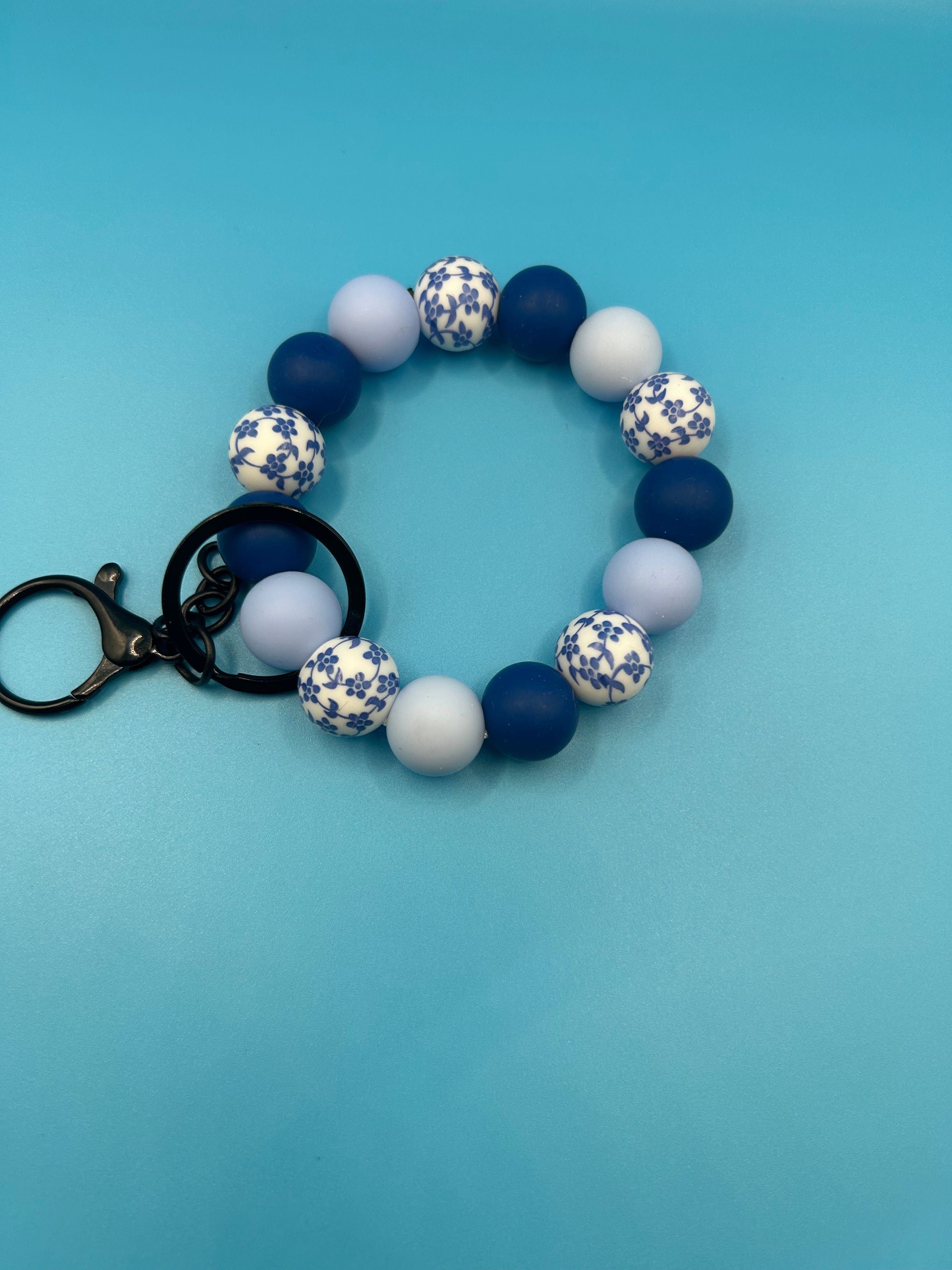 Blue Floral Keychain