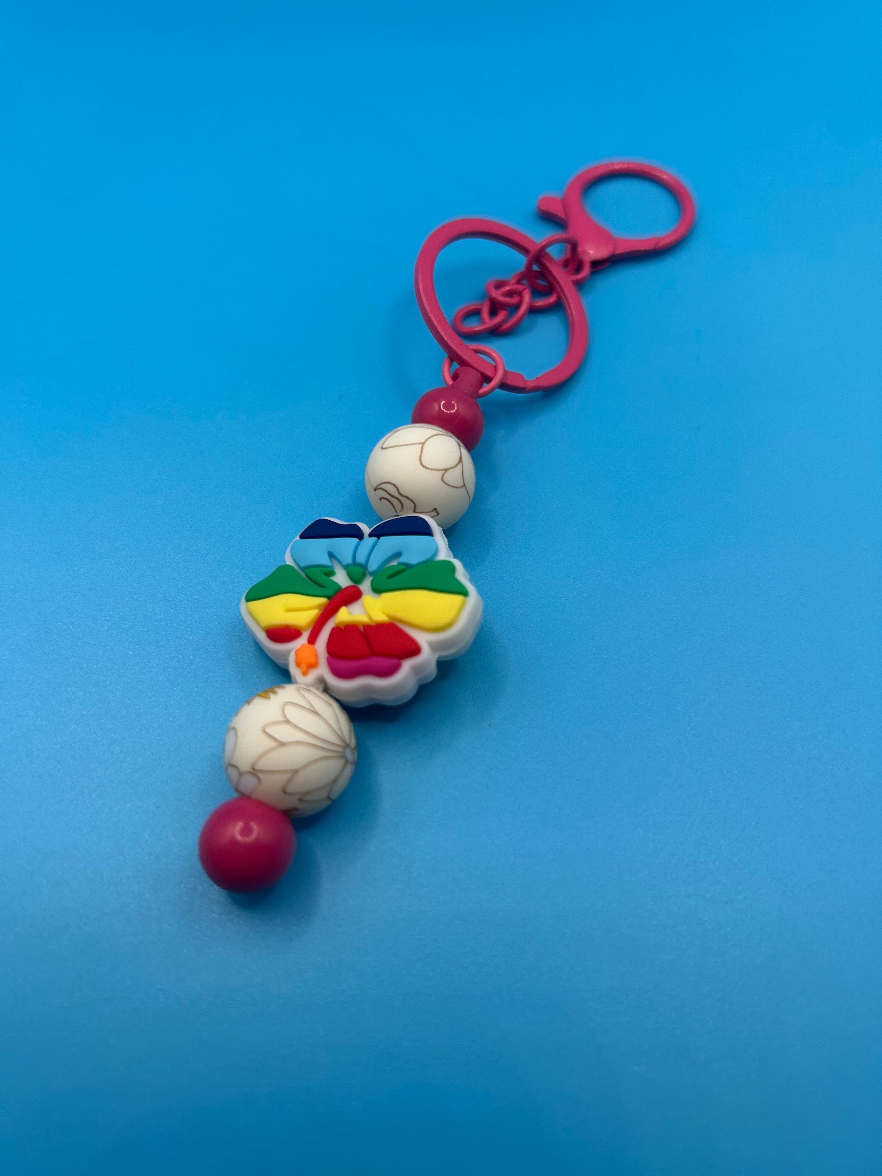 Hibiscus Pink Keychain