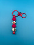 Bright Pink Floral Keychain