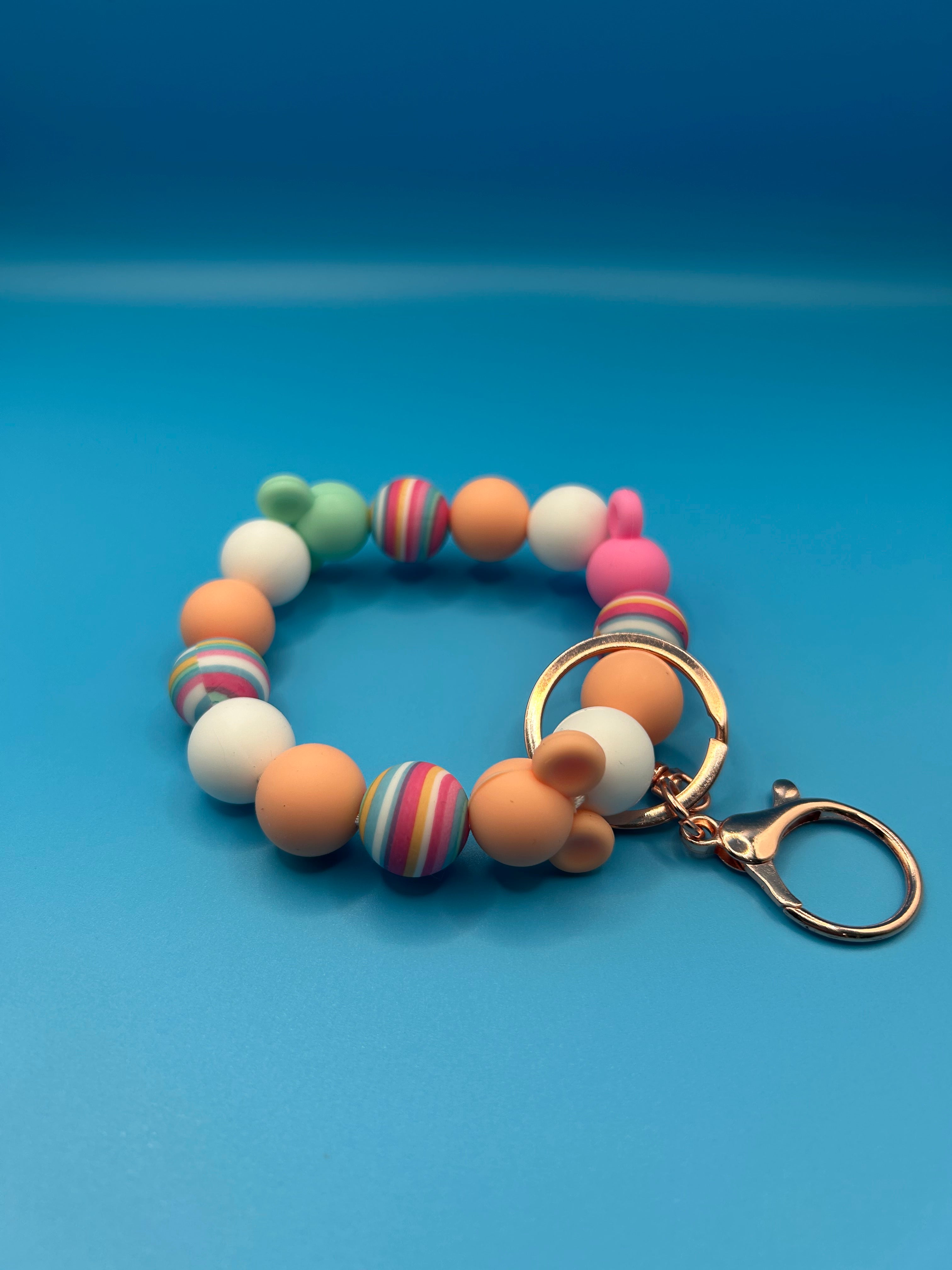 Striped Pastel Mickey Keychain