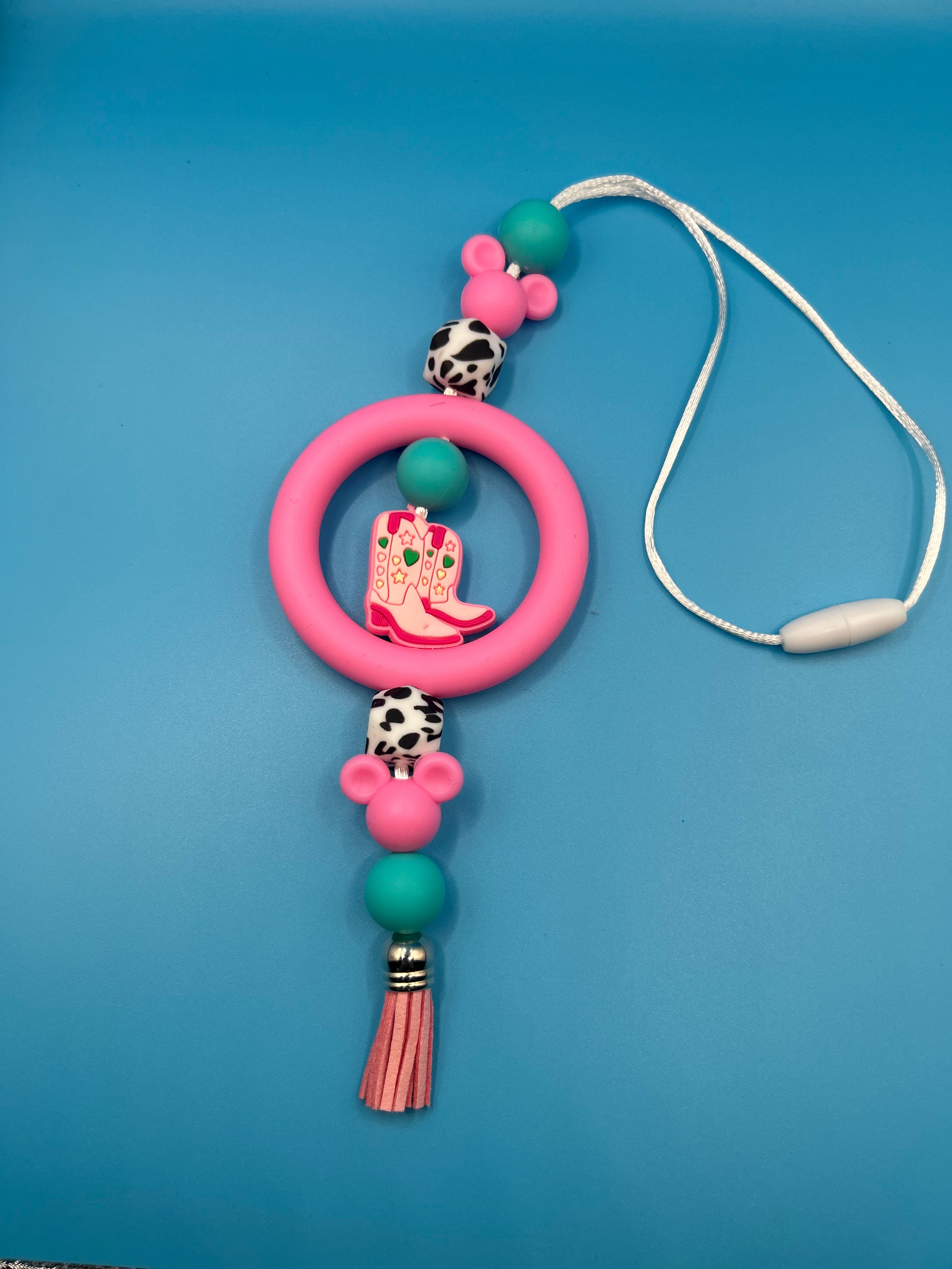 Pink Mickey/Cowgirl Car Charm
