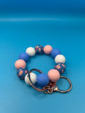 Blue and Pink Floral Keychain