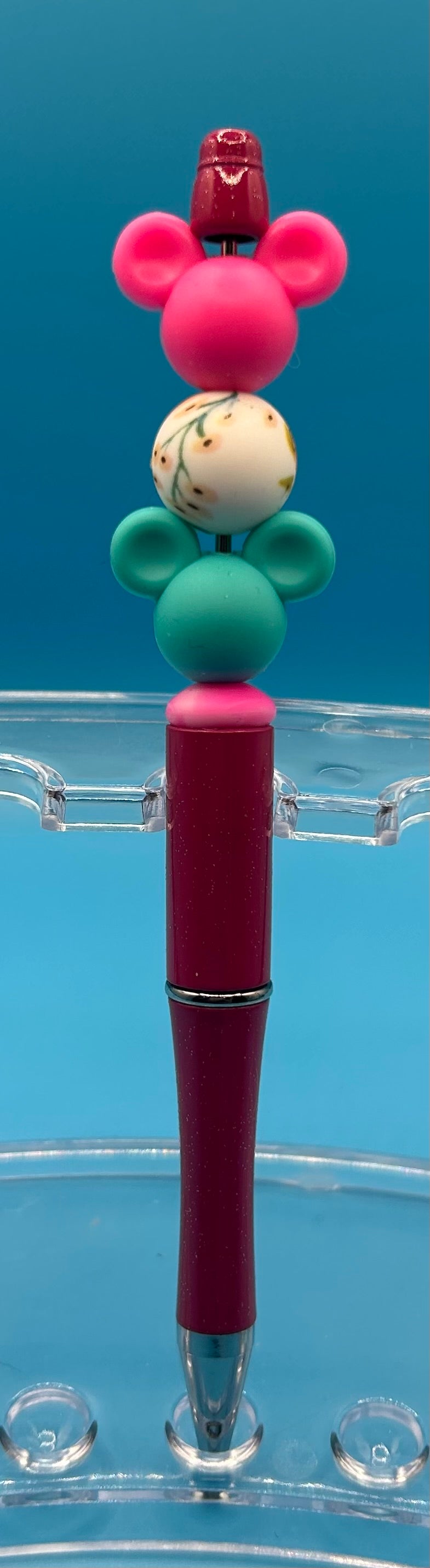 Bright Pink and Teal Mickey Pen